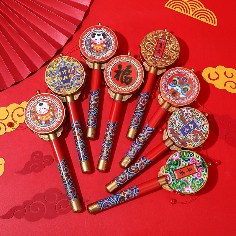 拨浪鼓儿童中国风手摇拨浪鼓传统老式民间工艺品旅游纪念摇铃玩具