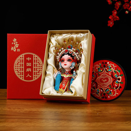 穆桂英绢人京剧人物摆件戏曲娃娃北京纪念品中国风特色礼物送老外
