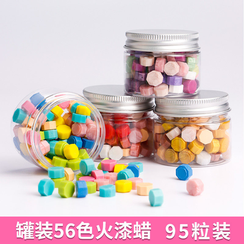 火漆印章蜡粒可爱火漆印章材料珠光混色马卡龙色封蜡颗粒信封封印密封材料手工盖印八边形形瓶装颗粒