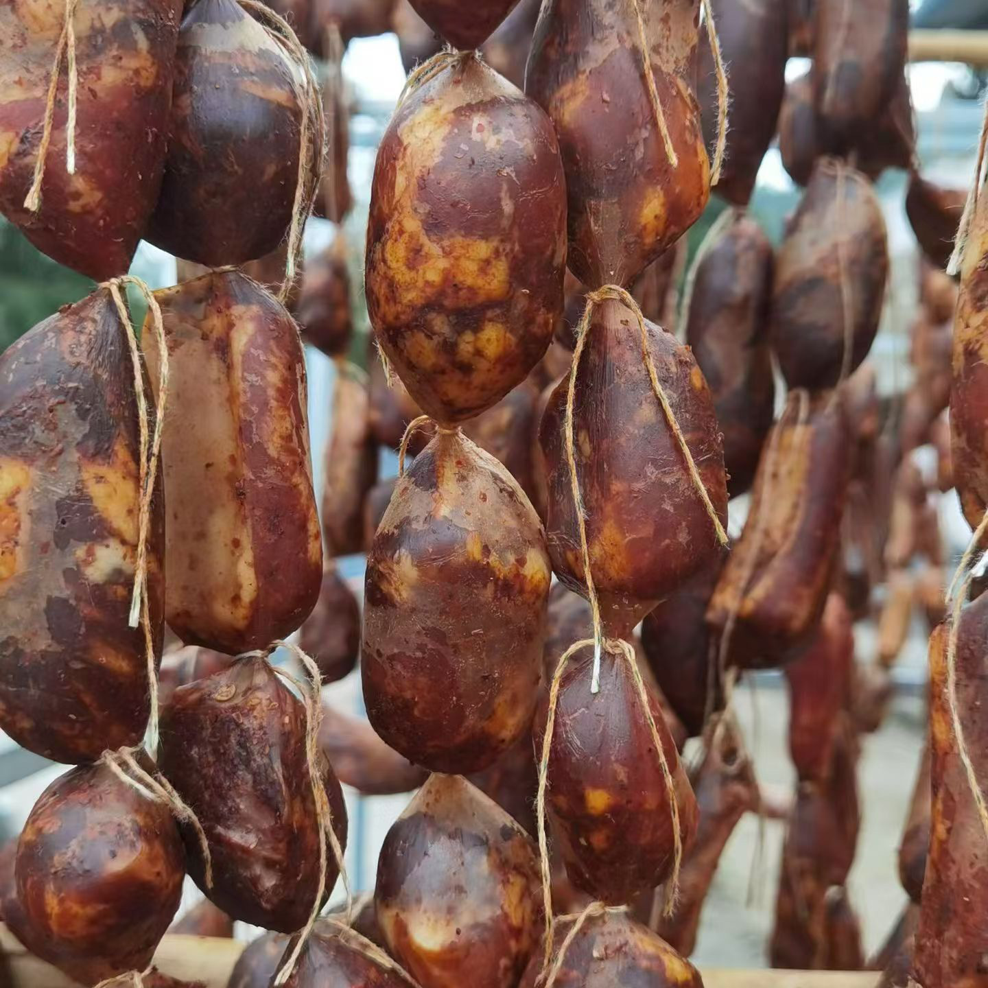 四川农家粮食猪肉喂养新鲜猪排骨现做麻辣烟熏排骨香肠3斤