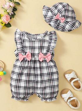 0-18Months Newborn Baby Girl Clothes Cute Plaid Design Summe