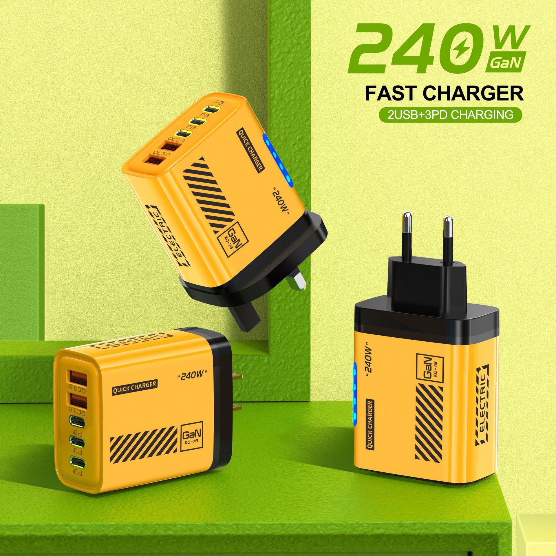 Pd240w Mecha Smart Charging Plug 3type-c Dual Usb Multi-port