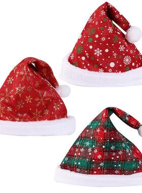 Christmas hat with red checkered Santa hat圣诞帽圣诞老人帽
