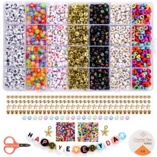 1400pcs Mixed Letter Beads for Bracelets Making Kit Acrylic
