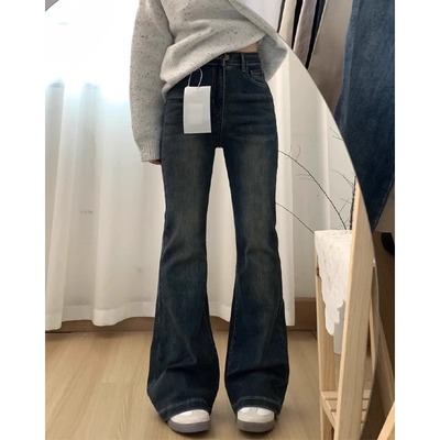 高腰复古显瘦喇叭牛仔裤女