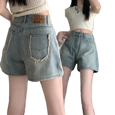 阔腿牛仔短裤女夏季薄款a字热裤