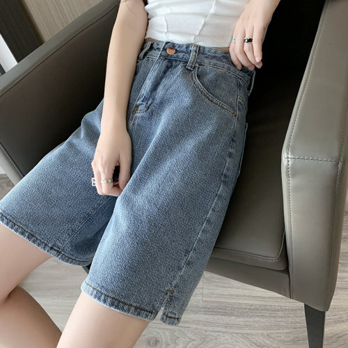 开叉牛仔五分短裤女夏辣妹中裤子