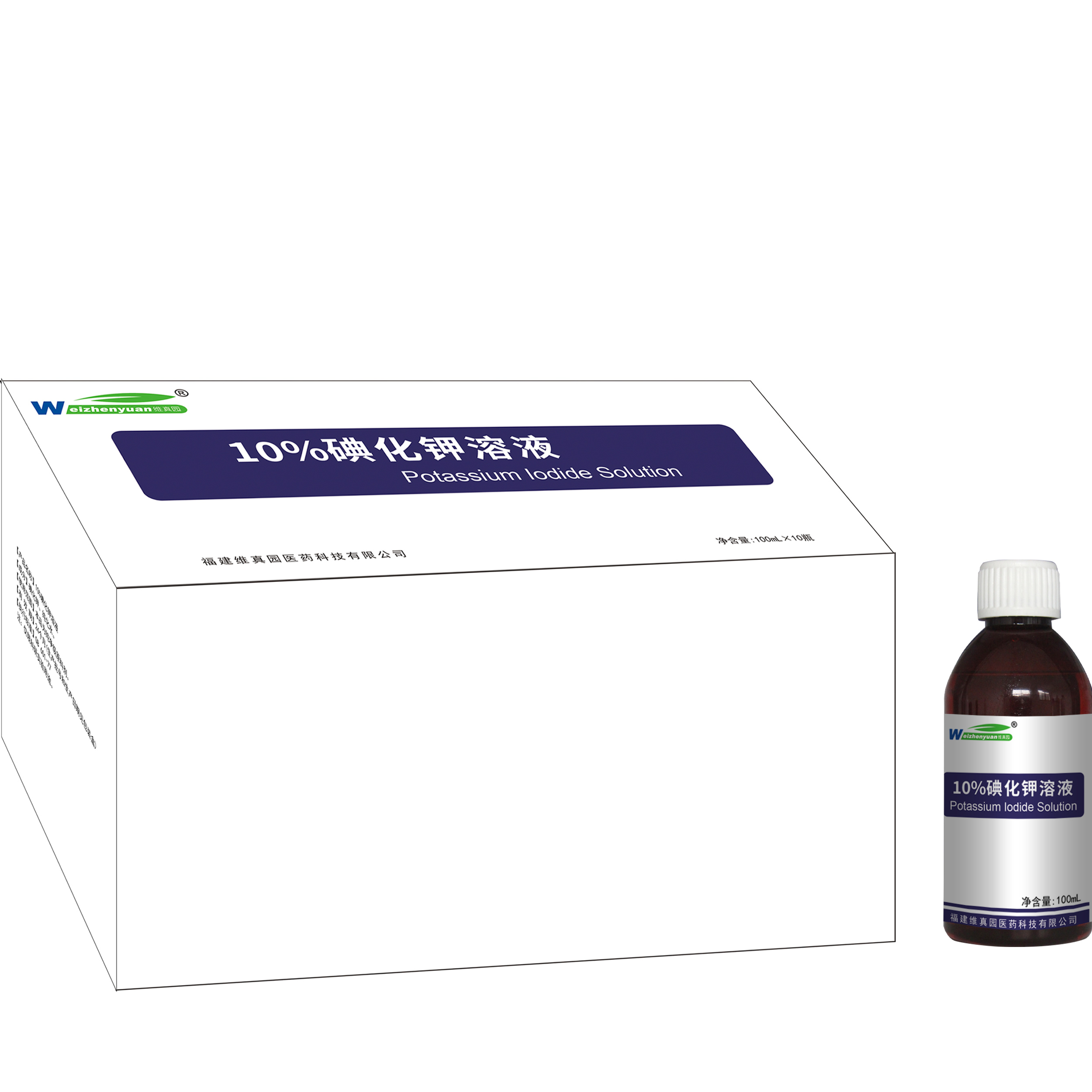 维真园10%碘化钾溶液送刻度量杯100毫升实验盒装