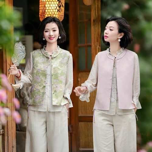 西子/【荷花马甲】非遗宋锦花罗桑蚕丝双面穿新中式马甲/MJBH1237