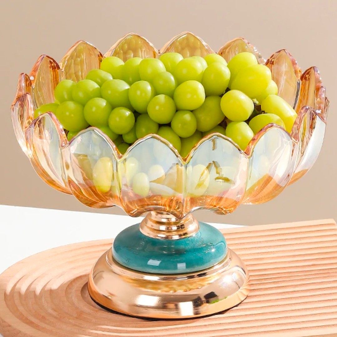 轻奢复古金属陶瓷底座琥珀大号玻璃果盘家用客厅茶几收纳,家居饰品,果盘/果篓,淘宝优惠券,粉丝福利购,淘宝优惠卷