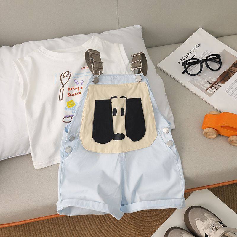 儿童2025夏季新品韩版中小童背心男童狗狗背带裤套装潮女童两件套