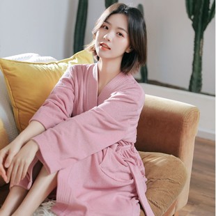 爆款时尚居家服纯色吸水四季款宽松大码长袖速干女款浴衣睡袍浴袍
