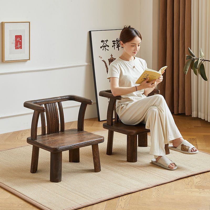 实木中式小椅子带扶手靠背凳子榻榻米圈椅矮凳茶几飘窗桌休闲椅子