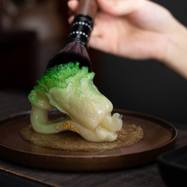 变色白菜茶宠摆件手捏可养创意个性百财茶玩茶具茶道配件手工器物