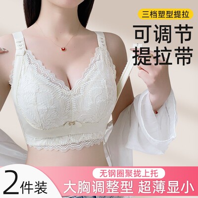 调节提拉防下垂专用内衣女大胸显小聚拢收副乳调整型大码文胸罩