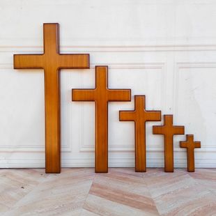 水曲柳色实木挂壁十字架挂件 多种尺寸颜色随心选