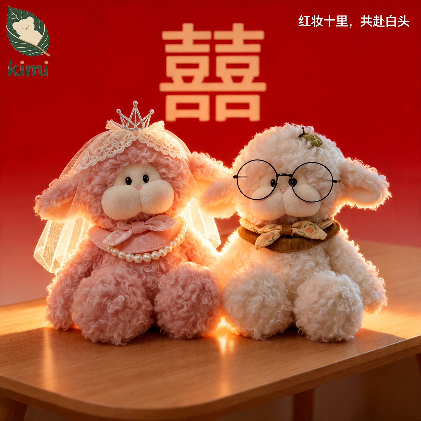 可爱高端小羊压床娃娃玩偶一对结婚喜娃情侣款抱枕送新人新婚礼物