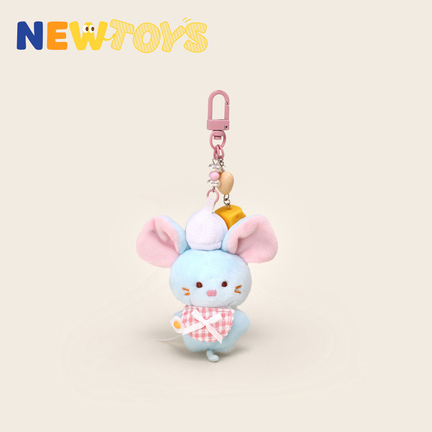 可爱蓝色厨师小老鼠毛绒包包挂件