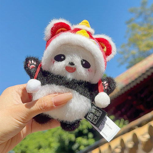 红色醒狮虎头帽熊猫包挂件钥匙扣