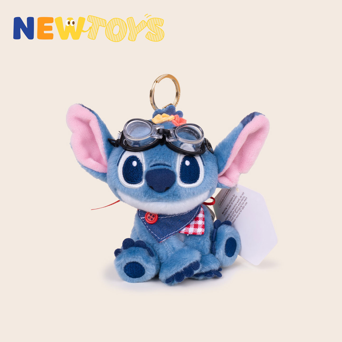 NewToys 正版授权可爱围兜史迪仔毛绒公仔书包包挂件车钥匙扣礼物