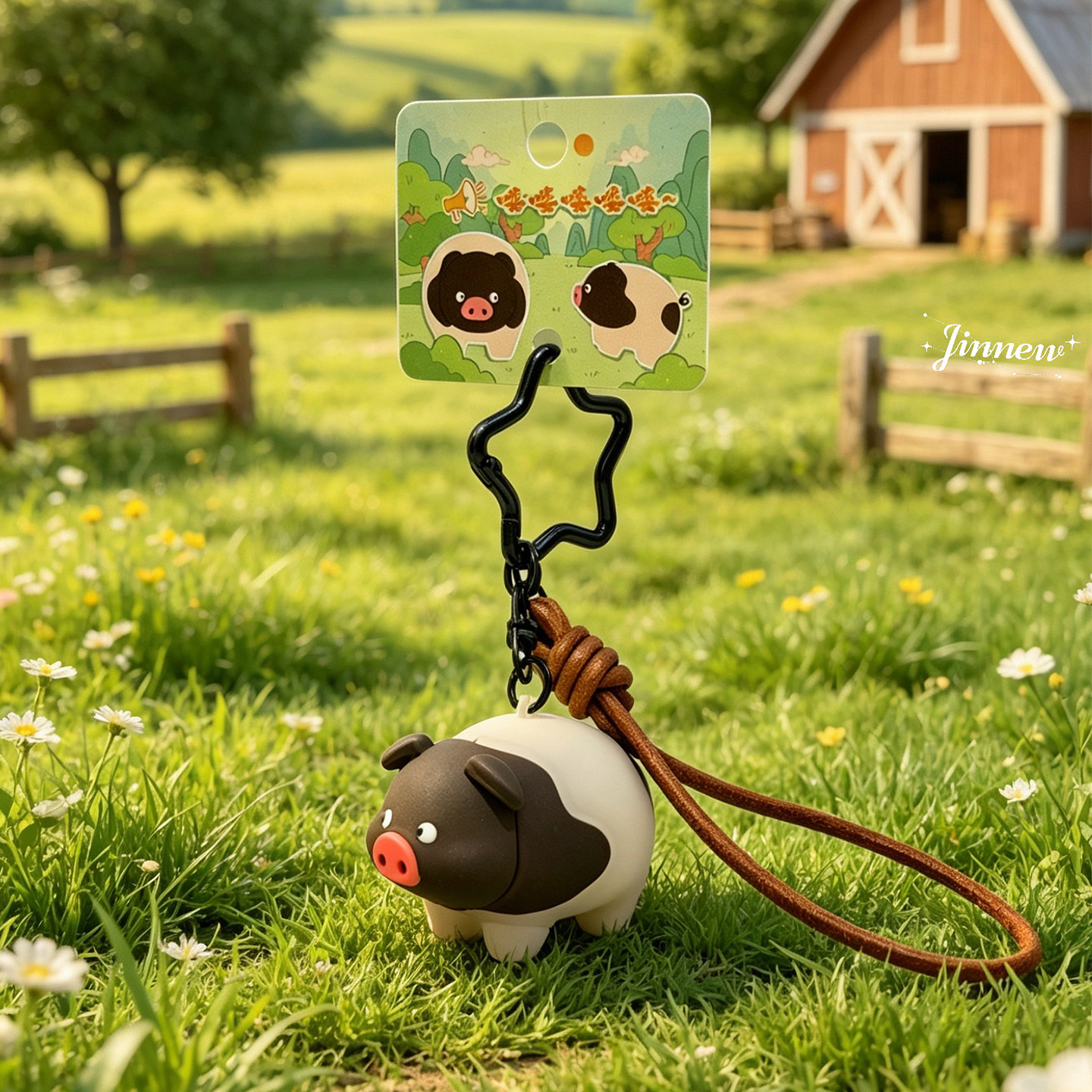 NewToys 丑萌黑脸小猪紫外线光变烤乳猪创意双人一对情侣书包挂件图片