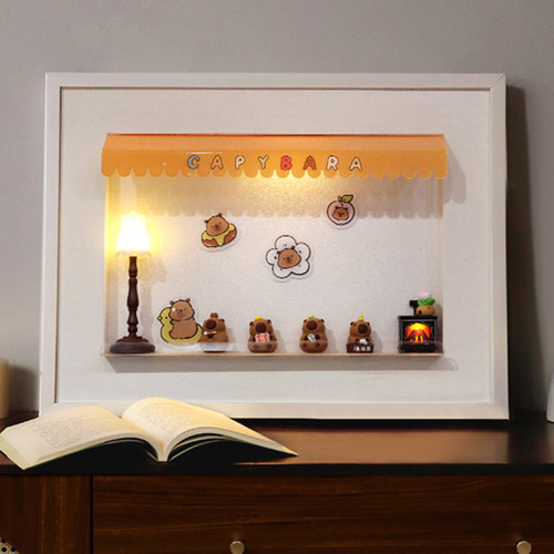 卡皮巴拉治愈系电表箱装饰画