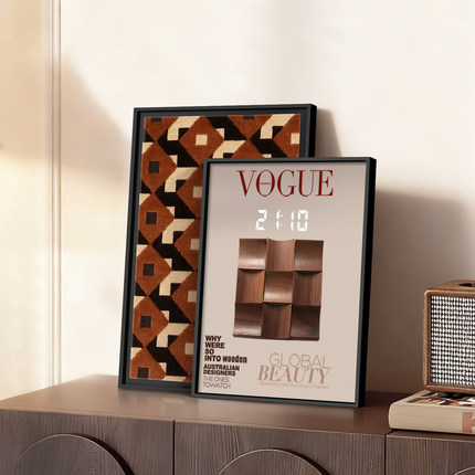 2026新款卧室电子闹钟摆画美拉德高级感床头led数显时钟装饰摆件