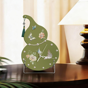 中古风客厅珍珠钟表挂画2025新款 餐厅葫芦挂钟桌面摆钟静音时钟