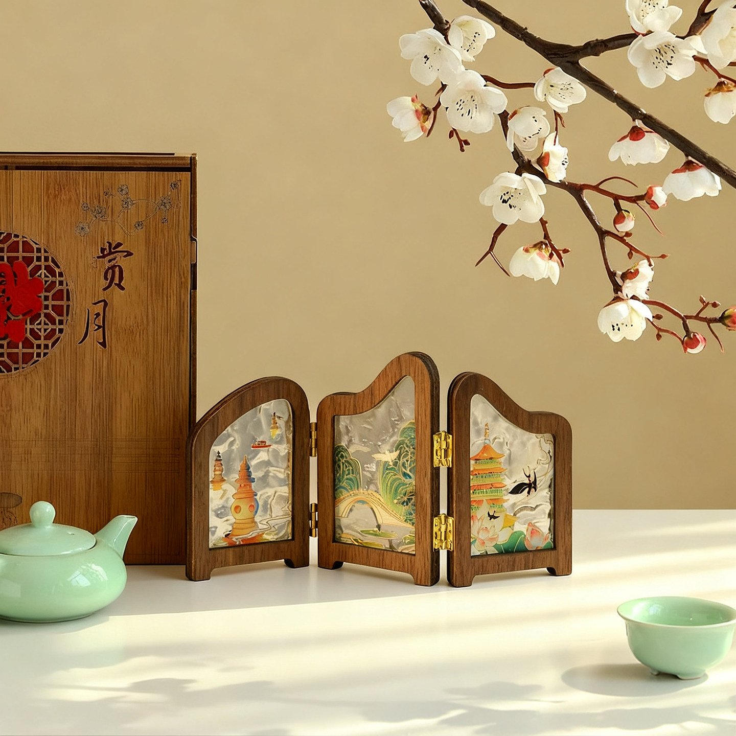 国潮风桌面屏风冰箱贴摆件