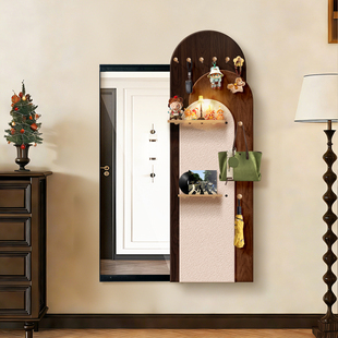 洞洞板穿衣镜镜面画可隐藏打开遮挡电表箱装 饰画带收纳推拉全身镜