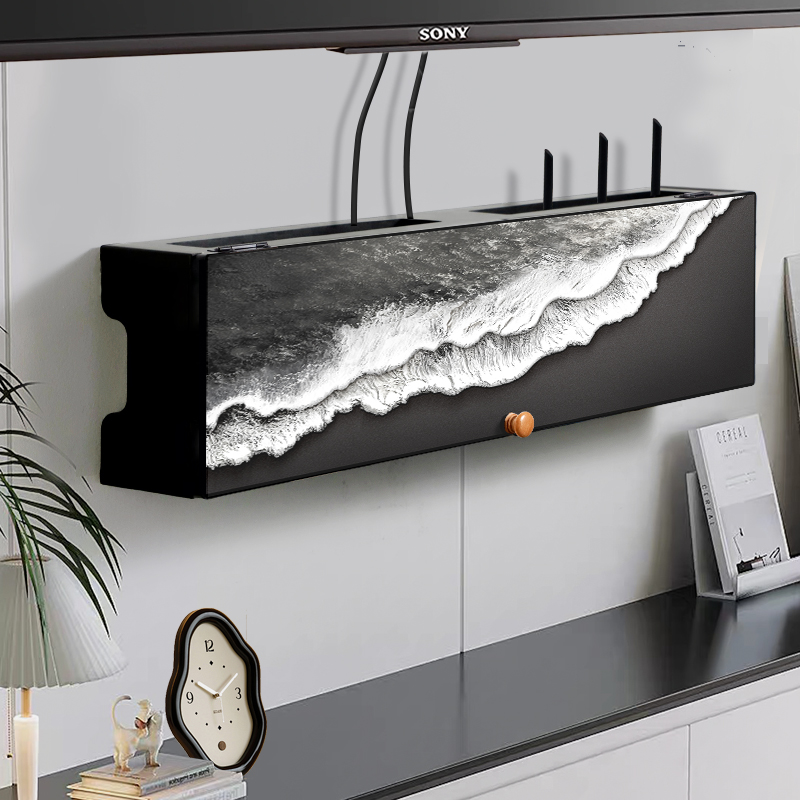 路由器收纳盒壁挂式上墙免打孔