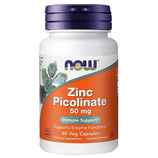 美国NOW吡啶甲酸锌Zinc Picolinate胶囊成人补锌维生素锌50mg60粒