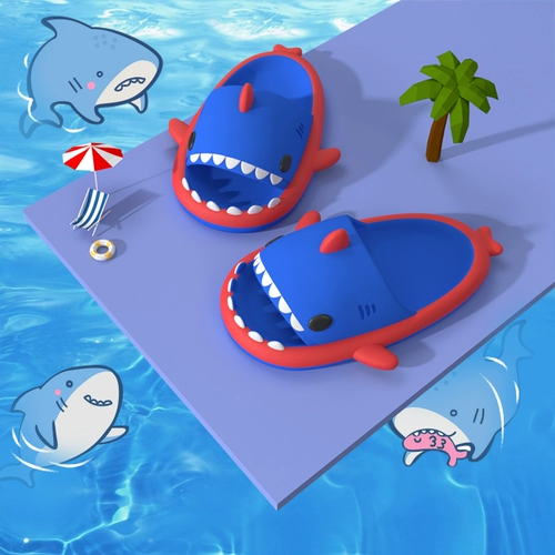 Детская акула, мультяшные тапочки для мальчиков, нескользящие детские слайдеры, мягкая подошва, подходит для подростков