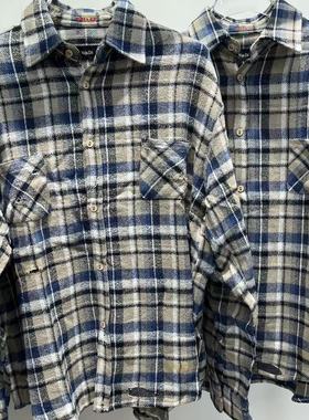 自主Vujade004破坏格子法兰绒衬衫cleanfit风男女情侣同款