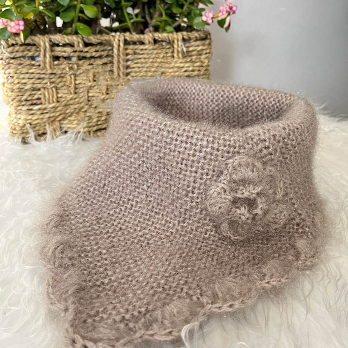 秋冬新款手工编织三角巾保暖围巾防寒保暖女士针织围巾套头围脖女