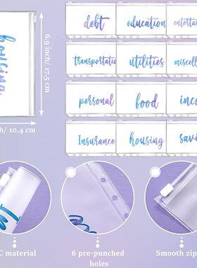 12 Pieces Categories Binder Pockets A6 Size 6 Holes Binder C