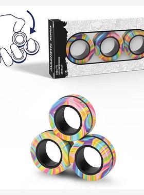 3pcs Finger Magnetic Rings Colorful Fidget Toy Set Adult Mag