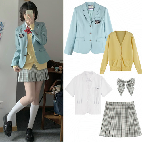 墨秋JK制服薄荷绿套装