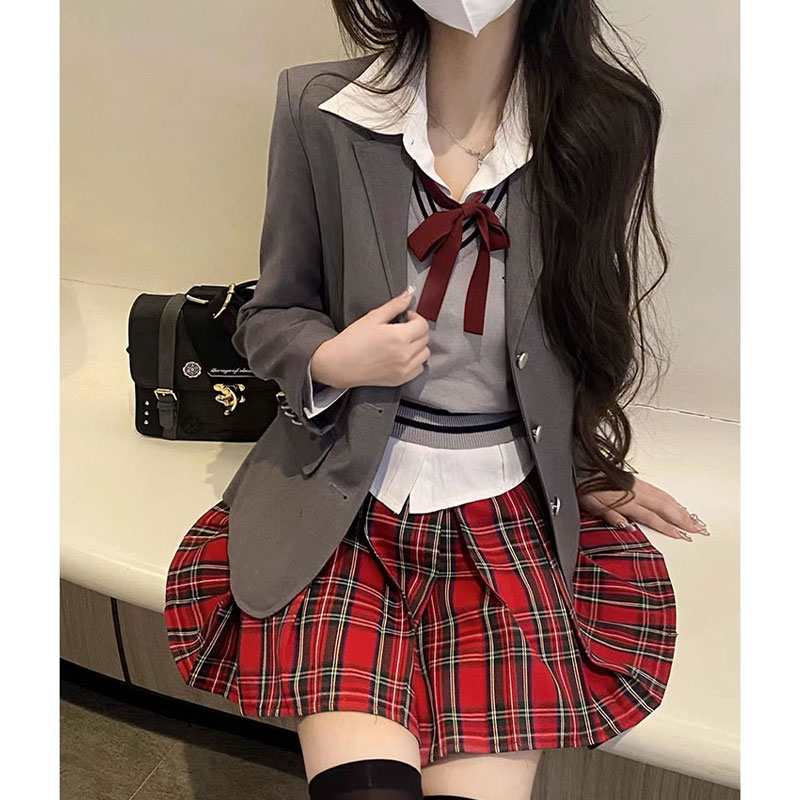墨秋jk制服徽榭高校灰色西装墨秋