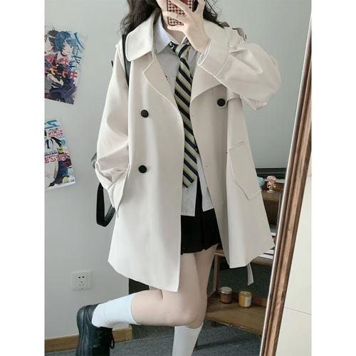 墨秋jk制服风信子中长款风衣外套