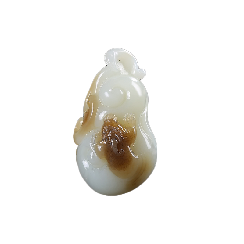 和田玉貔貅如意玉石吊坠糖白玉