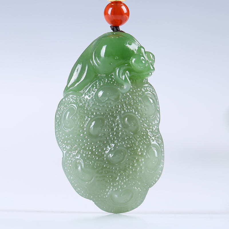 【金玉满堂】俄罗斯老坑碧玉吊坠玉坠金鱼莲蓬挂件玉佩天然玉石