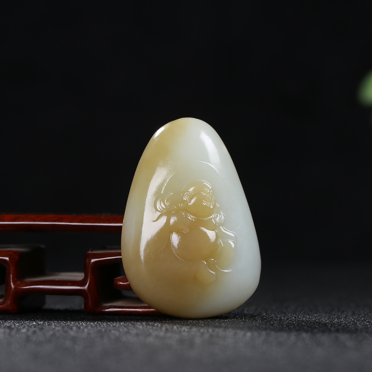 和田玉糖白玉弥勒佛挂件玉石吊坠