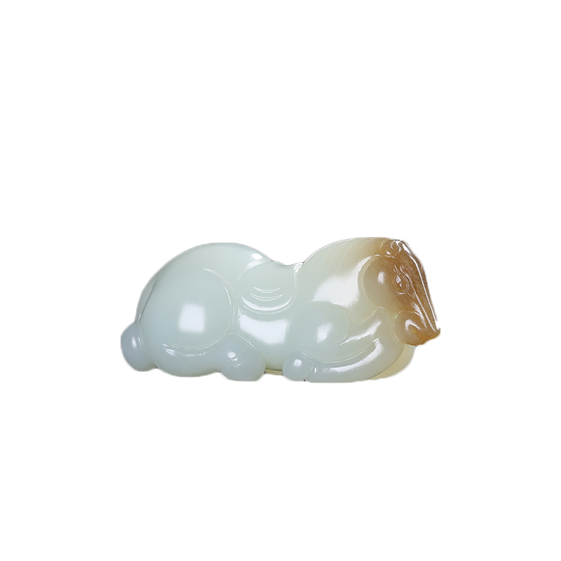 和田玉生肖马玉石吊坠且末糖白玉