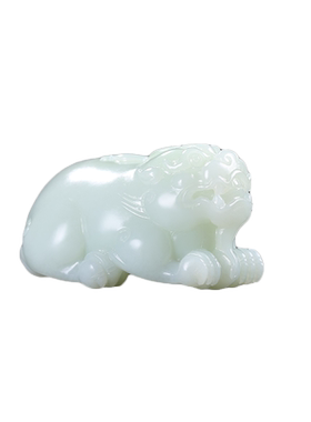 和田玉青白玉貔貅手把件小摆件