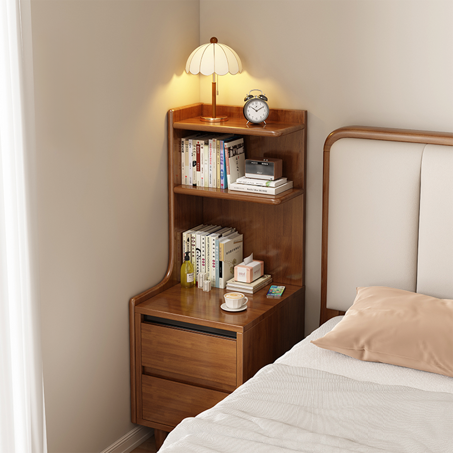 新款小户型家用卧室全实木床头柜