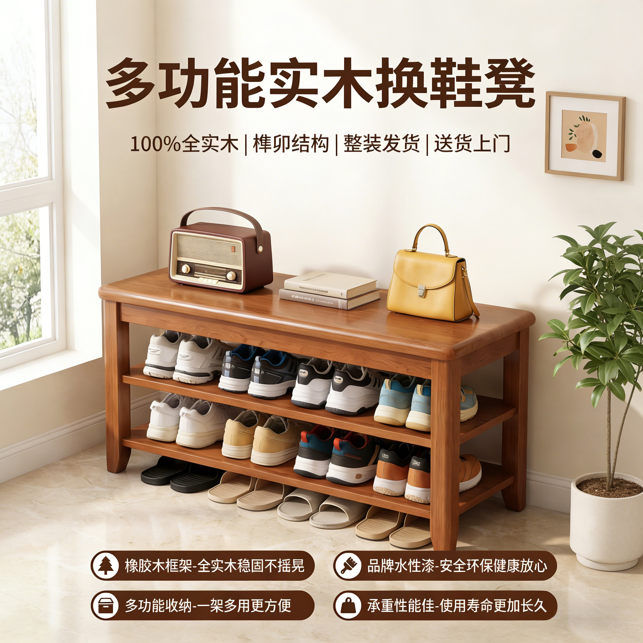 换鞋凳门口入户家用鞋柜坐凳一体图片