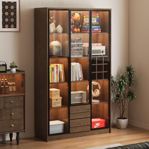 新中式实木书柜轻奢高档收纳酒柜