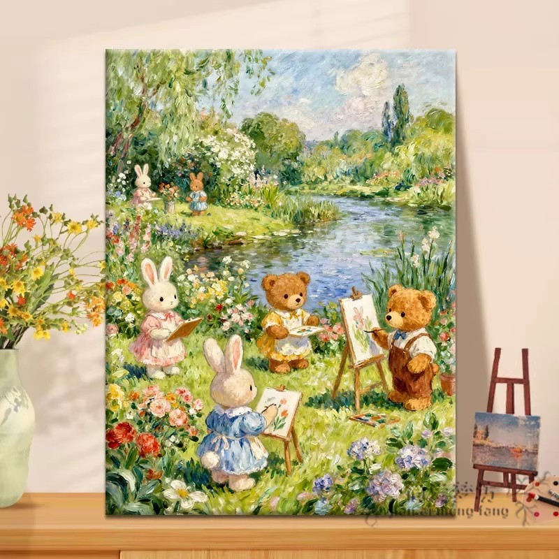 十字绣自己绣2025新款满绣可爱草地小熊刺绣diy手工礼物钻石贴画