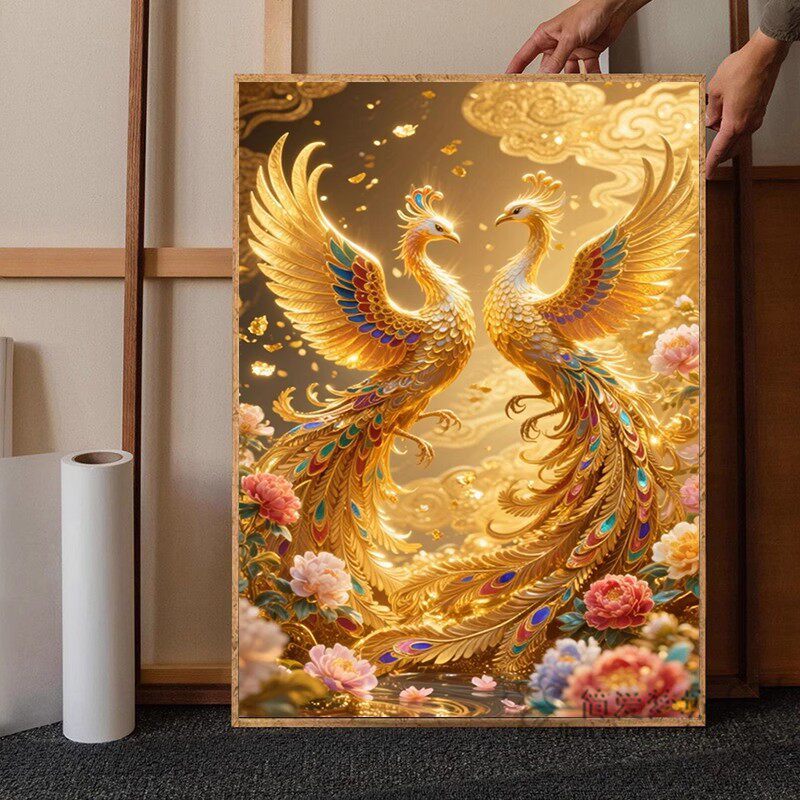 十字绣2026新款线绣中国风发财双金凤凰寓意好手工制作刺绣钻石画